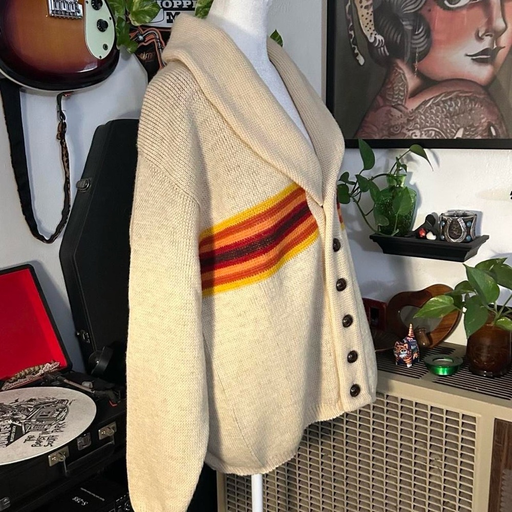 Vintage 1970s Pendleton Creme Western Wear Cardigan Sweater - Picture 4 of 8